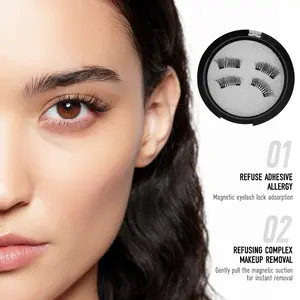 Natural Magnetic Eyelashes Handmade Reusable Set, Waterproof No Glue Easy Wear, 3D False Lashes with Brush, Dramatic Eye Makeup
