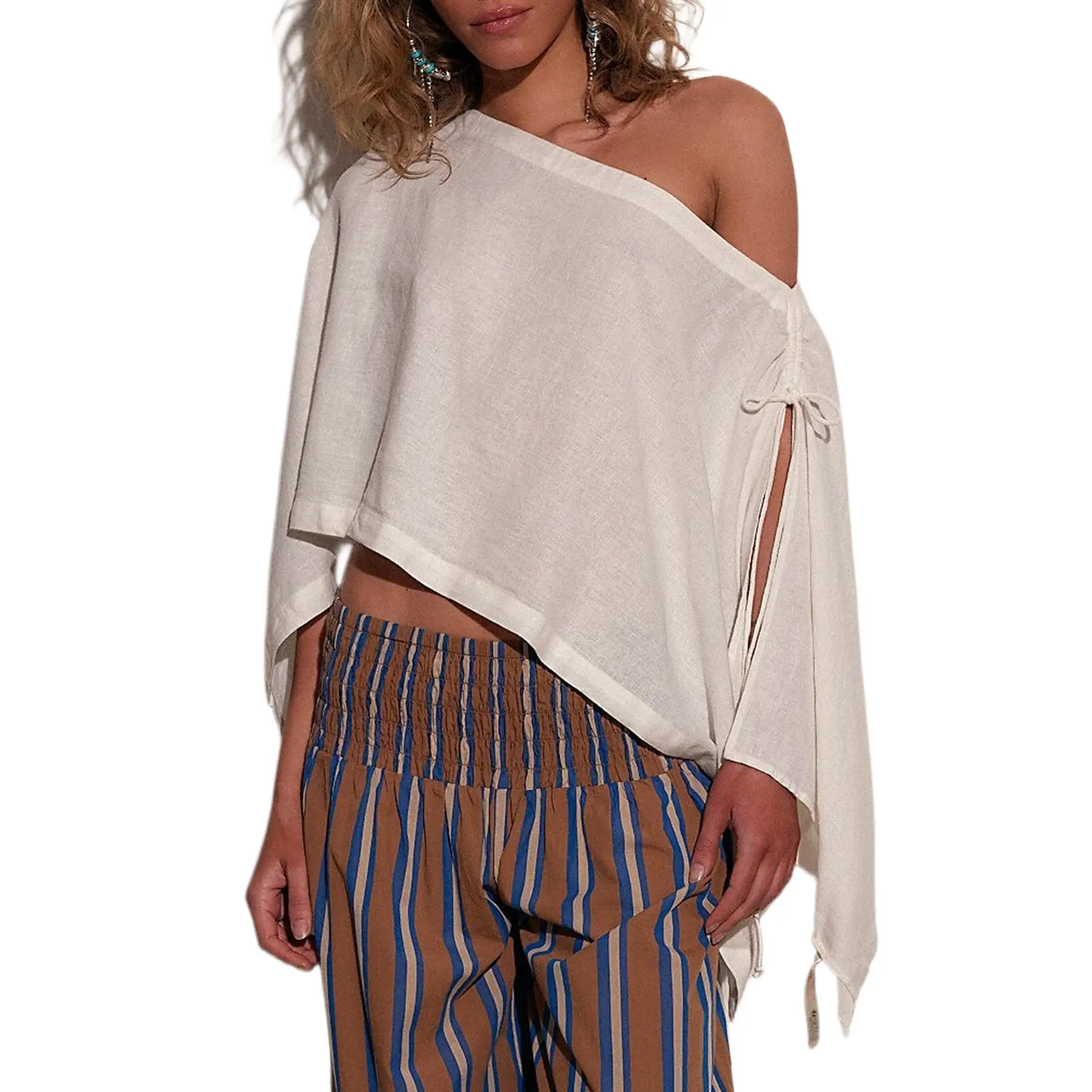 Songling Women's Versatile Cape Top Casual Slit Sleeve Convertible Tie Capelet Summer Y2K Style Sun Protection Shawl Vacation Outfit