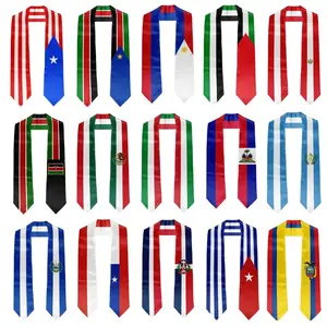 Two Flag Graduation Stole Class of 2026 – Country & USA Flag Sash, Cultural Pride Graduation Gift for Men Women High School College