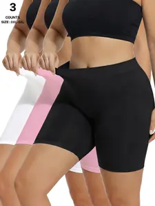 Plus-size women's dress lining with seamless, friction-resistant boxer briefs, perfect for wearing with dresses.