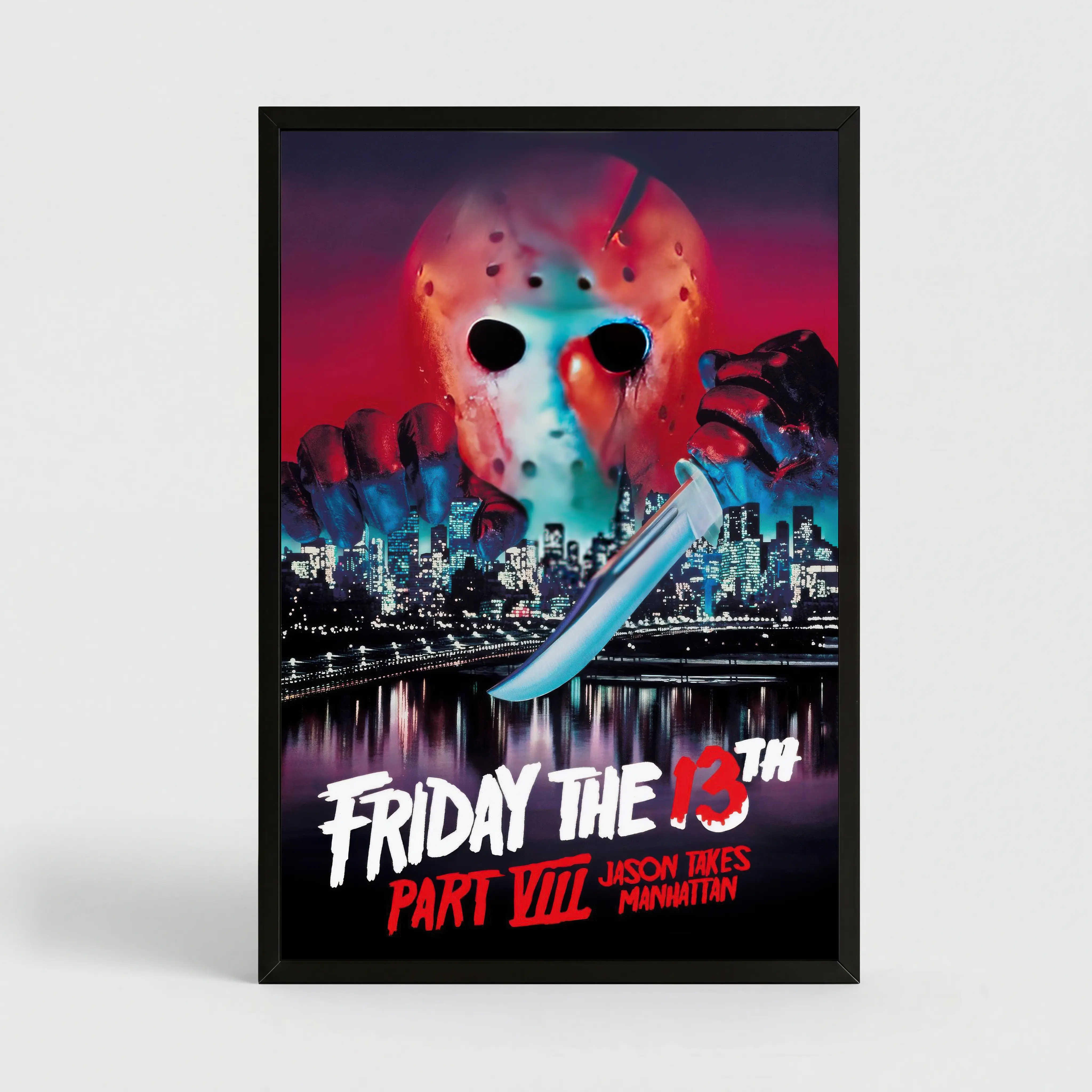 Friday The 13th Part 8 - Jason Takes Manhattan Artistic Graphic Print Movie Poster, Bright Colors Customizable Wall Art, Bohemian Bathroom Home Decor Gift