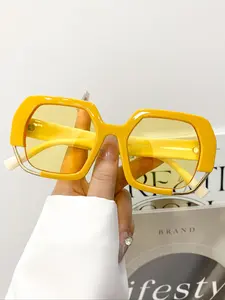 New Fashion Retro Multifaceted Glasses Large Frame Stylish Trendy Eyewear Square Frames Rectangular Simple Versatile Daily Casual Wear Decorative Eyewear for Men & Women