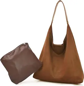 FAURALA Suede Hobo Shoulder Bag with Magnetic Snap Closure, Y2K Slouchy Vegan Leather Crossbody Purse for Women, Soft Structured Bag features a magnetic clasp, perfect for daily errands, weekend outings with effortless style