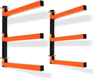 3-Level Metal Storage Rack, Heavy Duty Wall Mount, 330 Lb Capacity, for Lumber, Wood, Pipes, Garage, Workspace (2 Pack) Thanaddo