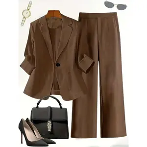 Women’s autumn fashion matching suit set, elegant two-piece fitted western-style outfit, trendy womenswear ladies’ clothing for daily wear and special occasions