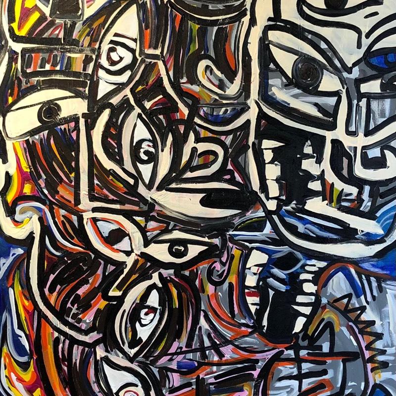 William L Womack Canvas Painting title Picasso Nightmare Unframed, Vibrant Colors, Standard Size, No Stretchers Included, Ideal for Home or Office Display