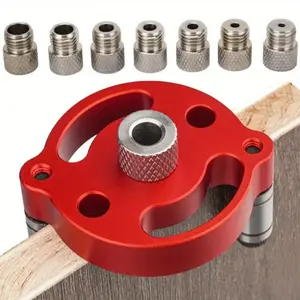 Self Centering Doweling Jig, Straight Holes Wood Panel Hole Punch Locator, Pro Handheld Drill Guide for Woodworking Joints Tool