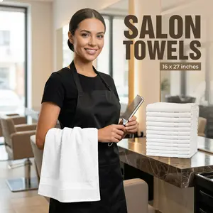 Utopia Towels 24-Pack Salon Towels – Soft, Super Absorbent Cotton (16” x 27”), Perfect for Gym, Spa & Hair Care
