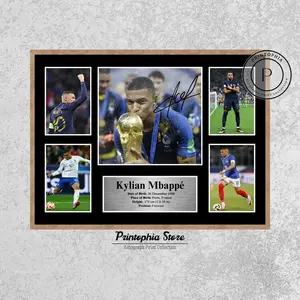 Mbappe Signed Digital Print, France Football Autograph Poster, Printable Wall Art, Downloadable Decor Gift for Soccer Fans Poster (PRODUCT DOES NOT INCLUDE FRAME)