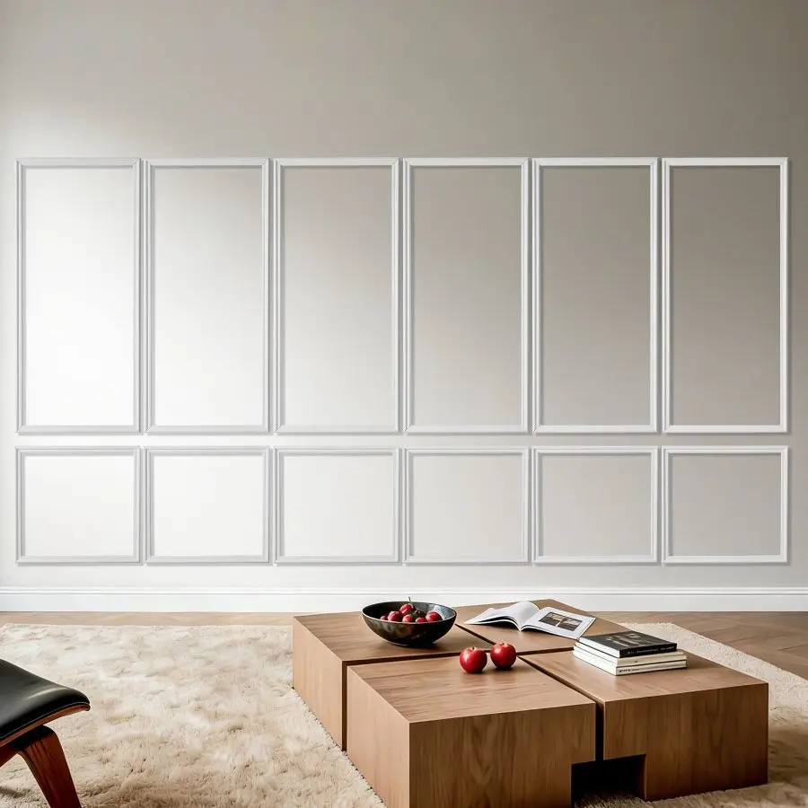 VEVOR 6-Pack Wall Molding Wainscoting Panels Kit, Lightweight Paintable Polystyrene, Easy-to-Install Waterproof Accent Wall Trim, White (24x54 in, 24x24 in) for Interior Decor, Bedroom