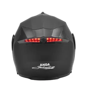 Unisex Flip-Up Motorcycle Helmet - ABS Shell, Built-In LED Tail Light, Size Options, All-Season Riding Gear for Electric Bikes (Unisex Fit, Flip-Up Helm)