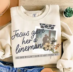 Vintage Jesus Gave Her A Lineman Canvas Style Cotton Shirt, Lineman Wife Tee, Jesus Apparel, Mother's Day Gift