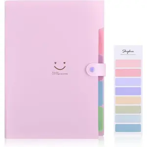 Expanding File Folder with 5 Pockets, Cute Accordion File Organizer, Letter Size Filing Folder, Portable Paper Receipt Organizer, Purple School and Office Supplies