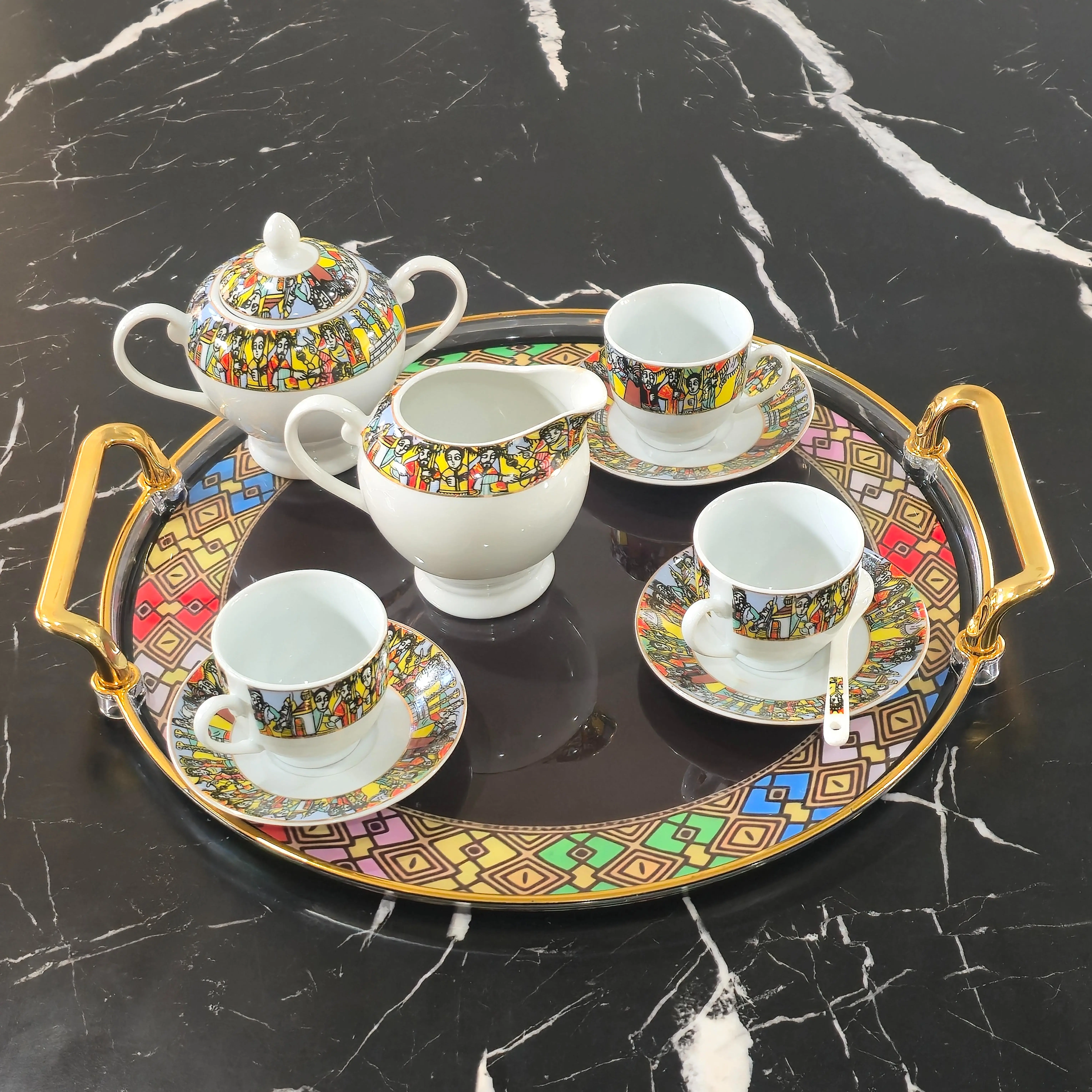 Ethiopian Coffee Ceremony Tray, Habesha Coffee Tray, Food Safe Epoxy Finish, Eritrean Serving Tray, Gift
