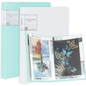 2 Packs A3 Diamond Painting Storage Book, Large 30x40 Diamond Art Storage Presentation Book with 60 Pages, Diamond Painting Art Portfolio Folder, Clear Pockets Artwork Storage Photo Album Refill Pages