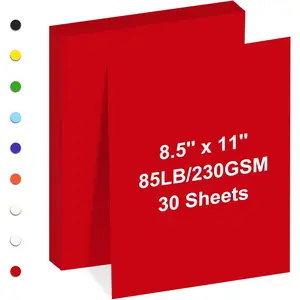 8.5" x 11" 85 lb/230 gsm Red Cardstock Paper for Printer Drawing Gift Tags Invitations Cards 30 Sheets