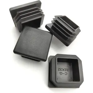 16 Pack 1 1/4 Inch Square Black Plastic Plug,Tubing End Cap,Glide Insert Furniture Finishing Plug for Square Metal Tube
