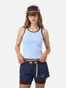 Aelfric Eden Breezy Slim City Sport Tank Slim Cropped Fit Contrast Trim Detail Front Vertical Seam  Back Nature Print High-Stretch Fabric Y2K Cute Streetwear Women Top