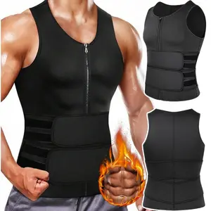 Sauna Suit for Men, Waist Trainer Sauna Sweat Vest,Tummy Control  Compression Neoprene Zipper Body Shaper with Adjustable Tank Top,Double Belt Sweat Shirt Corset Top