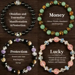 4 Pcs Exquisite Bohemian Beaded Bracelet - Tiger Eye, Obsidian, Jewelry for Banquet Party, and Gift for Her female couple bracelet fashion artificial bracelet daily wear party banquet elegant bohemian Colorblock Beaded Crystal Bracelet Malachite Vermilion