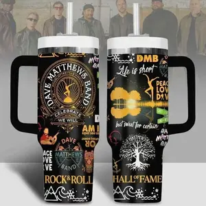 DavEe Band Music 40oz Tumbler With Handle, Rock And Roll Tumbler 40oz Large Handle Mug, Hot & Cold Insulated Cup