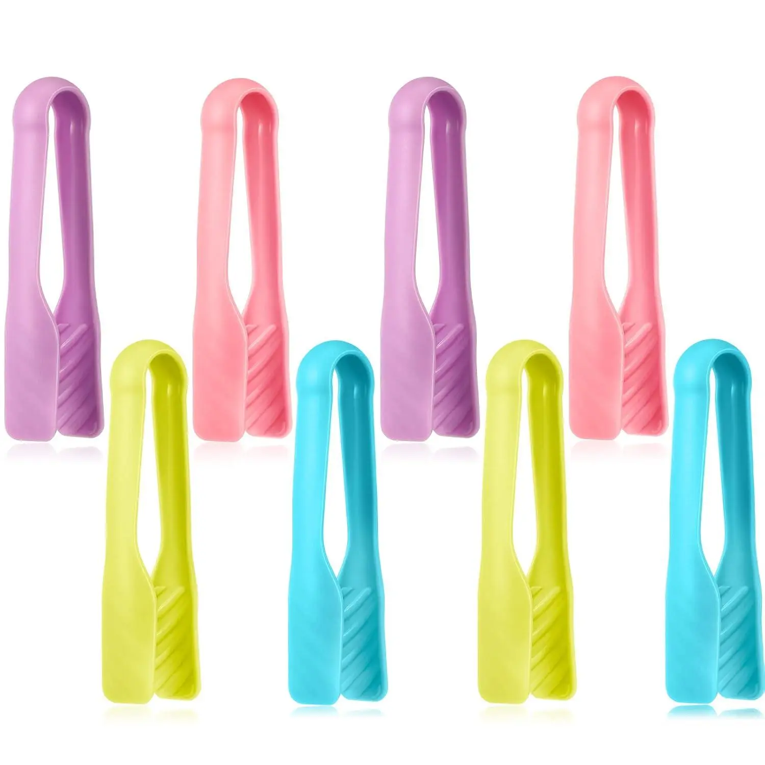 8 Pieces Multi Colored Set Of Tongs Mini Plastic Tongs Cooking Tongs Tweezers Kids Adults For Serving, Baking, Grilling, Salad And More