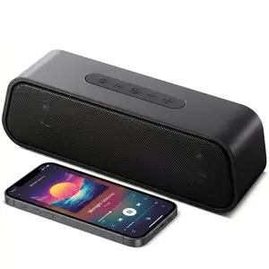 Dual-Driver Portable Wireless Speaker with Metal Mesh Grille, 10W Compact Desktop Party Sound Box, Type-C Rechargeable Travel Audio with FM Radio & 3.5mm AUX Jack