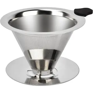 Pour Over Coffee Dripper Stainless Steel  Filter Paperless Cone Coffee Maker Dripper for 1-2 Cup