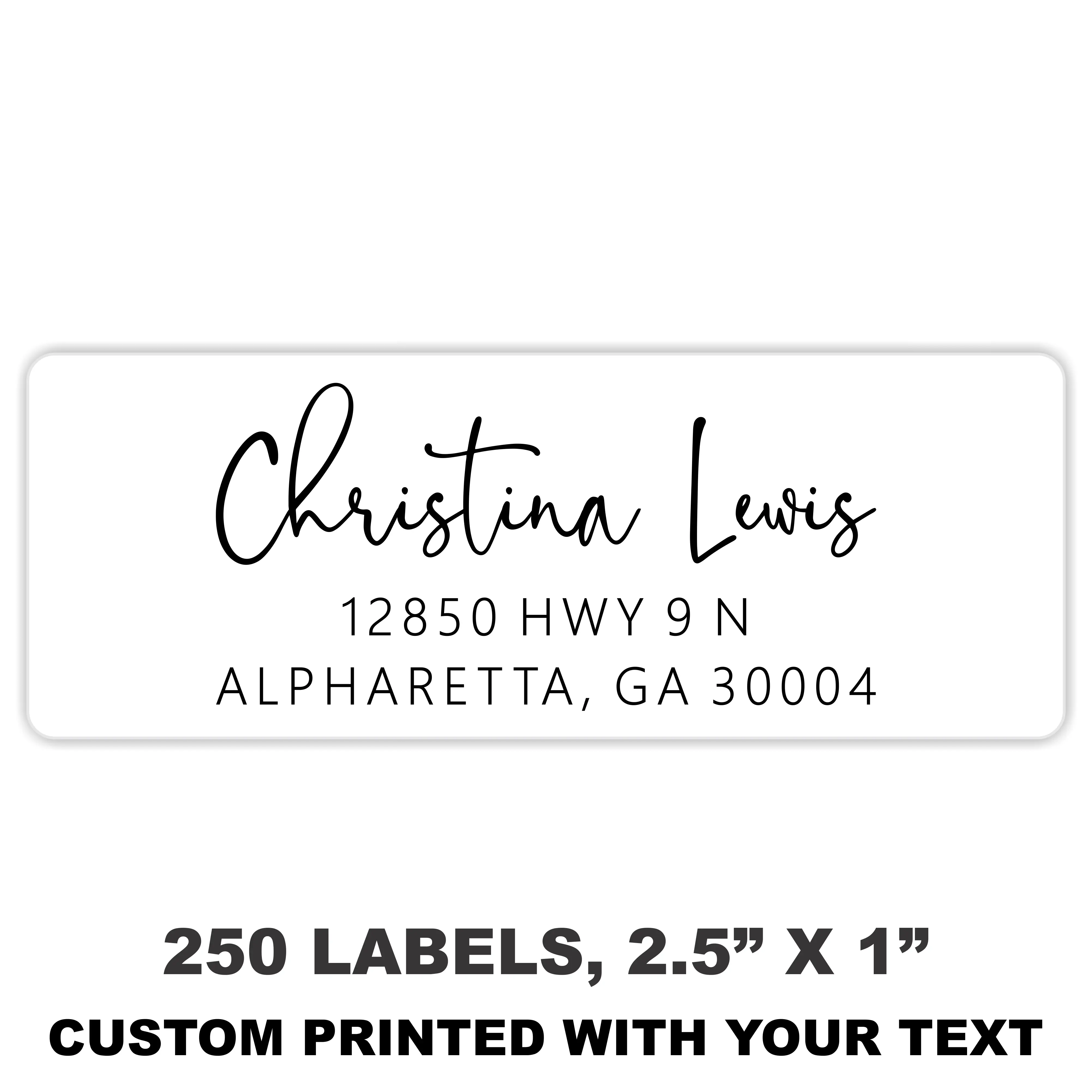 Address Labels - White Personalized Name Stickers, Custom Printed Return Mailing and Shipping Labels for Envelopes, Packages, Business, Home Use - Signature Script
