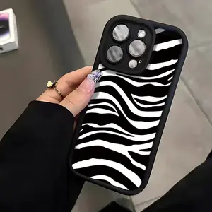 Fashionable Simple Black and White Zebra Stripe Pattern Phone Case Compatible with iPhone 16/16Pro/16ProMax/16Plus/15/15Plus/15Pro/15ProMax, 14/14Plus/14Pro/14ProMax, 13/13Pro/13ProMax, 12/12Pro/12ProMax, 11/11Pro/11ProMax, XR/Xs/XsMax