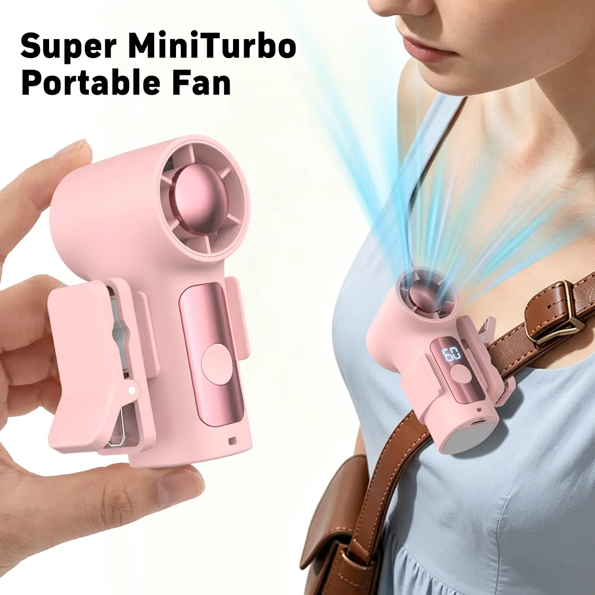 Portable Mini Turbo Fan with 360° Clip & 1-100 Speeds | Cute Hands-Free Cooling Fan for Women, Travel, Camping & Office Usb Detachable