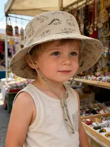 Dinosaur Pattern Toddler Sun Bucket Hat, Perfect for Summer Beach Hikes, UV Protection for Kids Ages 1-4, Ideal for Boys and Girls Outdoor Play