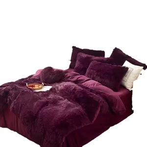 Crystal Mink Velvet Four Piece Set Long Plush Duvet Cover Personality Fashion Collection