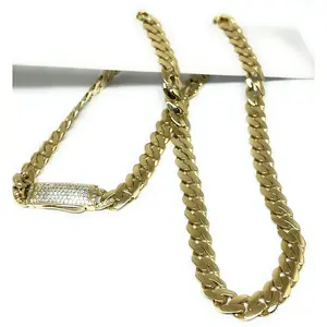 14k Solid Gold Miami Cuban Link Chain 18-24 inches 9mm CZ Lock (Semi-Hollow) 32-39g