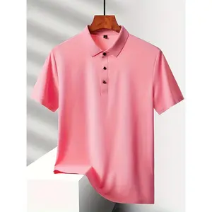 Men's Seamless Cool Golf Shirt for Summer, Elastic Nylon and Spandex Blend, Suitable for Daily Wear and Casual Commuting, Business Shirts