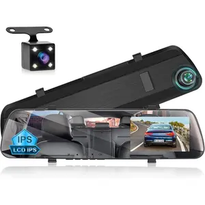 Rear View Mirror Camera,  inch IPS LCD Screen Mirror Dash Cam P Front and Rear Dual Camera with G TF Card, Loop Recording, Motion Detection, Parking Assistance + Backup Cam