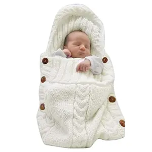 Newborn Baby Wrap Swaddle Blanket Knit Sleeping Bag Sleep Sack Stroller Wrap for Baby(Beige) (0-6 Month)