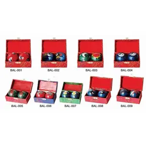 Manual Massage Metal Balls, 12-Piece #3 Chinese Exercise Balls for Body Care & Hand Massage, Cloisonne Paint Finish, Brilliant Design, 1.7" Diameter, Chiming Crisp Tones for Stress Relief