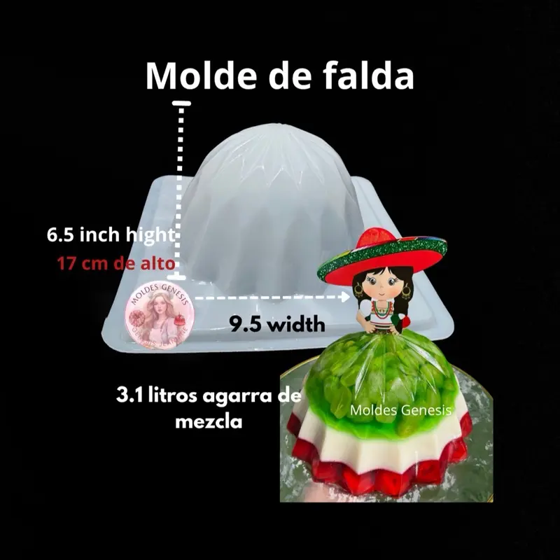 Plastic Skirt-Shaped Mold -Molde para gelatina en forma de falda