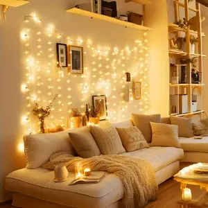 LED Curtain String Lights with 8 Modes and Remote Control, USB Powered with Timer and Dimming Features for Wedding, Party, Garden and Bedroom Decor, Led Dimmable