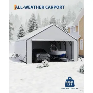 Roofing Panels for Metal Carport 20x25 ft, 20x20 ft, Heavy Duty Metal Carport Kits, 27 Ga. Galvanized Steel Ribbed Panels, 60.23 in x 19.68 in, 16 Pcs, White