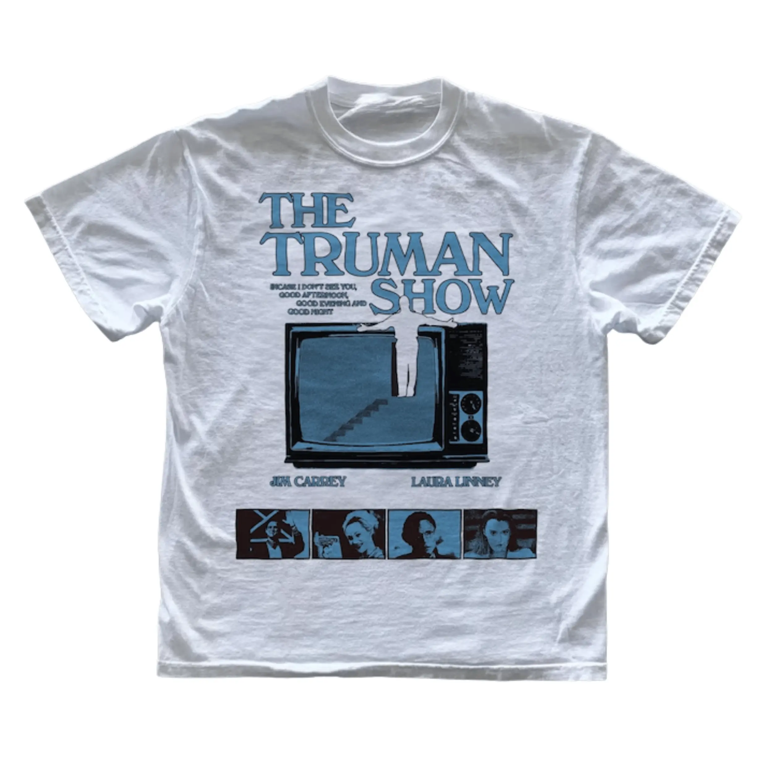 Gildan Men's and Women's T-shirt, Vintage The Truman Show Graphic Tee, Unisex Retro Film Movie Tee, Gothic Grunge Y2k Emo Scene Amity Affliction Style Clothes Gifts For Men Women Streetwear Menswear Womenswear