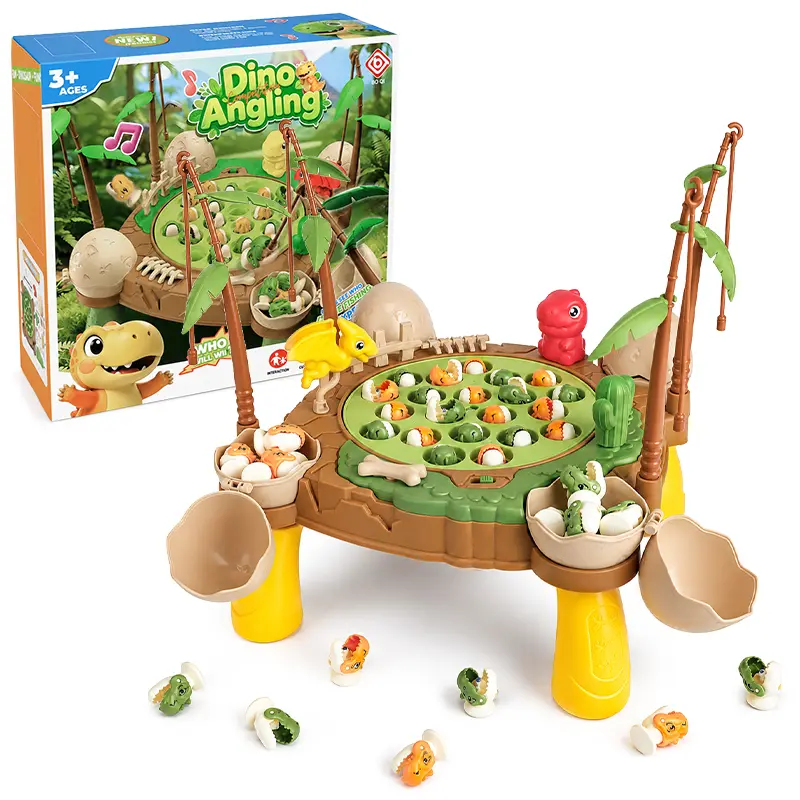 Dinosaur Magnetic Fishing Game – 360° Rotating, Music & Lights, Hand-Eye Coordination Toy for Kids 3-8, Travel, Party, Birthday Gift