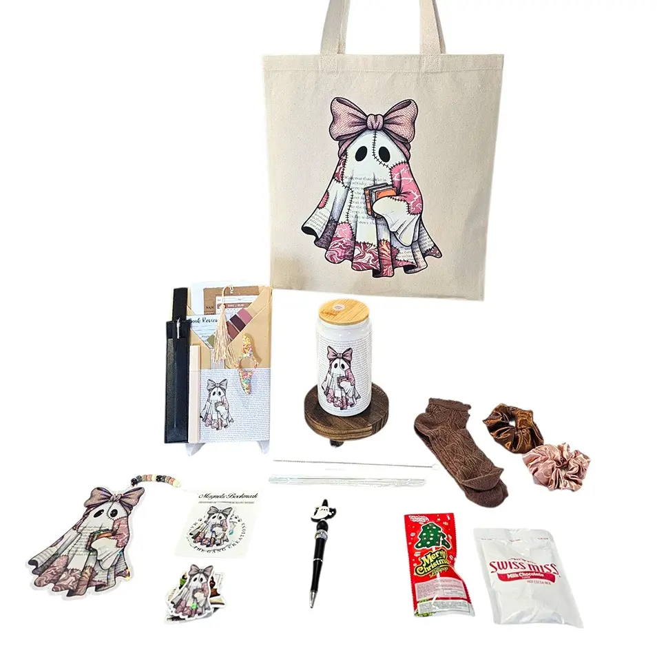Blind Date with a Book - Bookworm Betty Edition Adult Holiday Gift Set, Perfect Gift for Book Lovers with Soft Cover/Hardcover, Magnetic Holder, Pen, Socks, Hair Accessories, Oversized Bookmark, 16oz Cup, Natural Canvas Tote & More, Glass