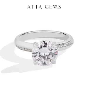 Women's 3CT Round Shape Artificial Moissanite Solitaire Ring Band, Elegant Engagement Ring, Fine Jewelry Gift, R172