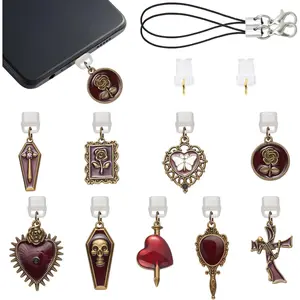 7-15Pcs Dust Plug Charm Type C USB C Dust Plug with Alloy and Resin Pendants for Phone Reader Accessory Gifts