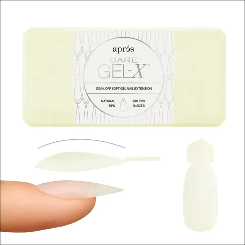 APRÉS Nail Bare Gel-X Soft Gel Nail Extension Tips, Ultra-Thin Translucent Tips That Mimic Real Nails, Cut & Shape to Any Look, 280pcs, 16 Sizes, Natural or Sculpted
