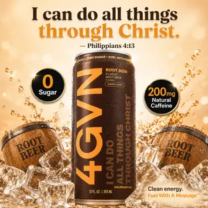 4GVN Soda Root Beer Sports Energy Drink - 0 Sugar, 200mg Caffeine, Carbonated Beverage for Active Individuals