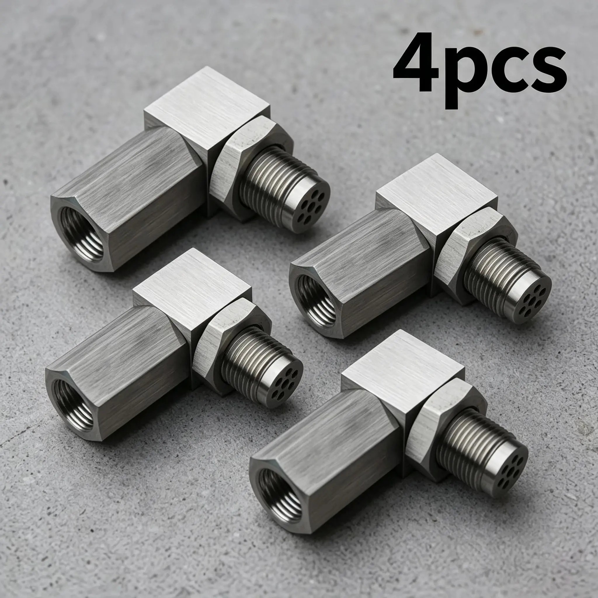4-Pack Precision Threaded Filter Adapters, 90-Degree CNC Machined Metal Connectors, Universal Hardware Fittings (4 Adapters, 4pcs, Precision Threaded Design)