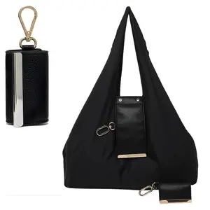 Keychain handbag, a foldable and expandable small handbag with a key ring, a vegan leather portable shopping bag, suitable for daily travel and shopping.